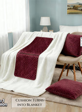 Burgundy Dormella 2-in-1 Cushion with Blanket 40x40cm Cushion with 160x220cm Blanket 