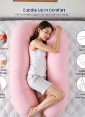 Four Seasons Dual Pregnancy Pillow U Shaped Full Body Maternity Pillow 80x130cm Pink and Blue - Cotton Home