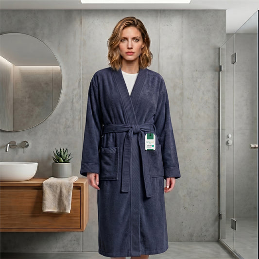 Plush Cotton Adult Bathrobe 100% Cotton Thick & Absorbent - Violet