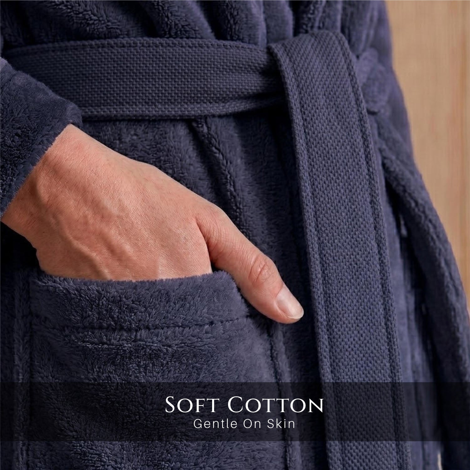 Plush Cotton Adult Bathrobe 100% Cotton Thick & Absorbent - Violet