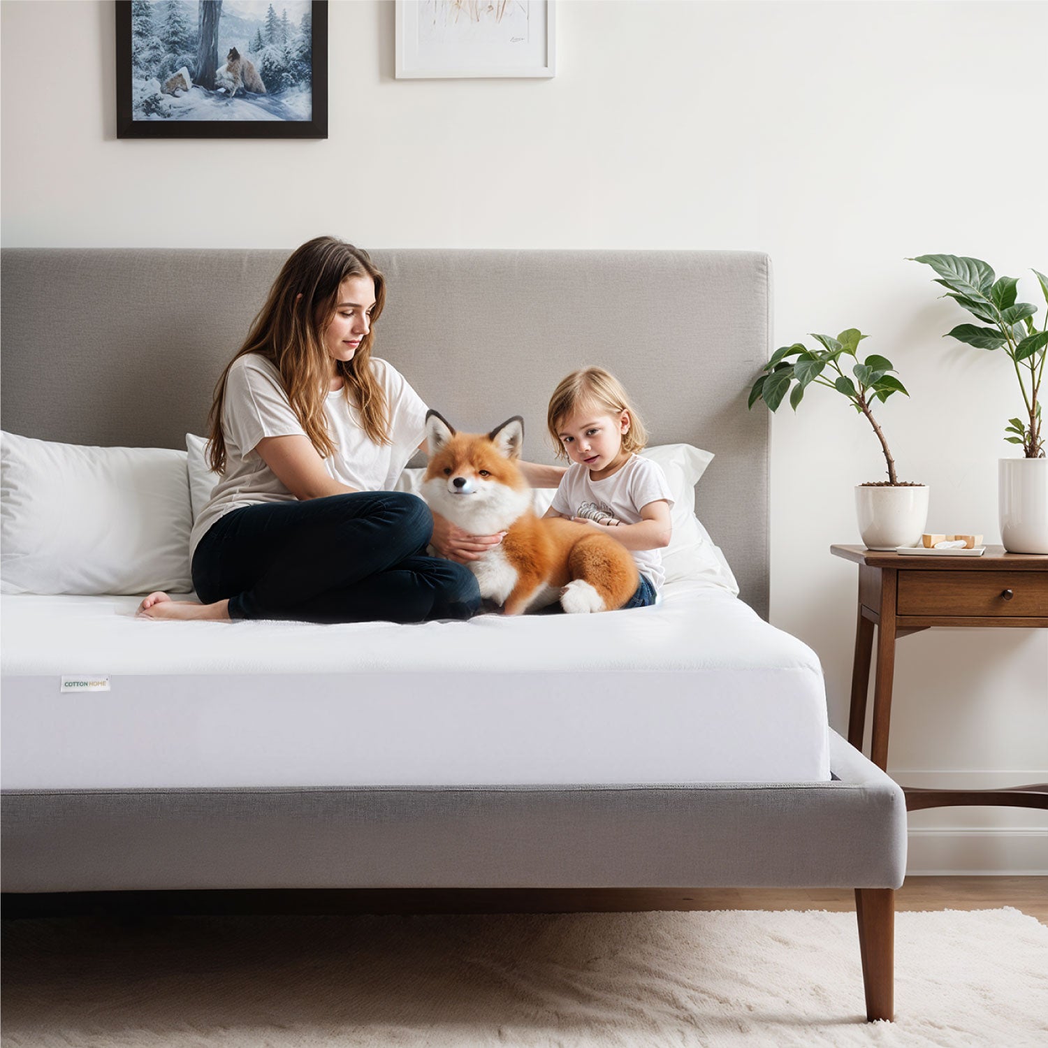 PU Laminated Waterproof Mattress Protector 200x200+35cm with Deep Pocket