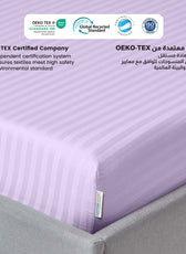 Stripe Fitted Sheet Set Single 90x200+20cm with Pillowcase Light Purple