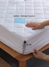 Quilted Thickened Waterproof Double Mattress Protector - 140x200+35cm