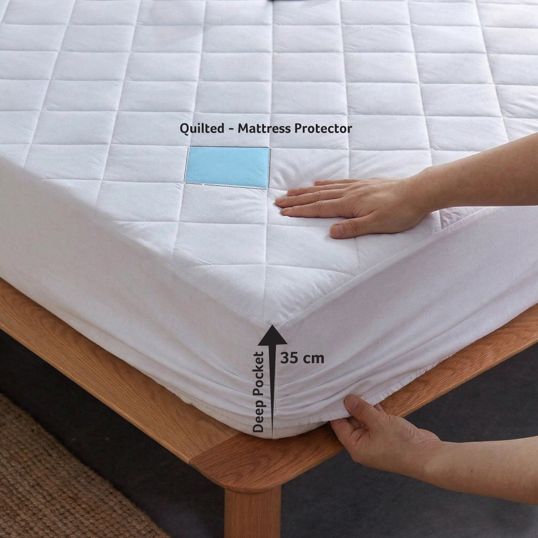 Quilted Thickened Waterproof Double Mattress Protector - 140x200+35cm