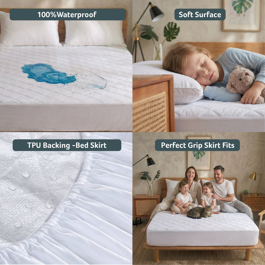 Quilted Thickened Waterproof Double Mattress Protector - 140x200+35cm