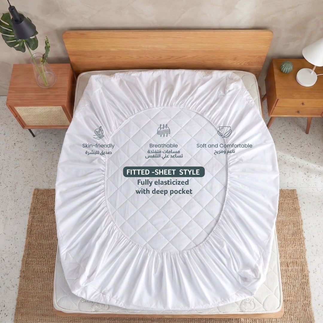 Quilted Thickened Waterproof Double Mattress Protector - 140x200+35cm