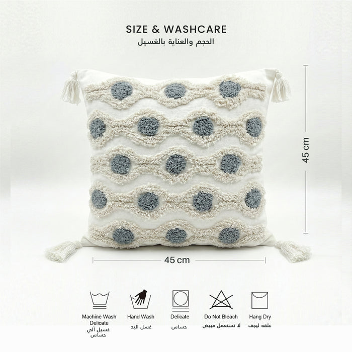 Boho Handcrafted Throw Pillow 45x45cm Filled Cushion with Ripple Design Pack of 2