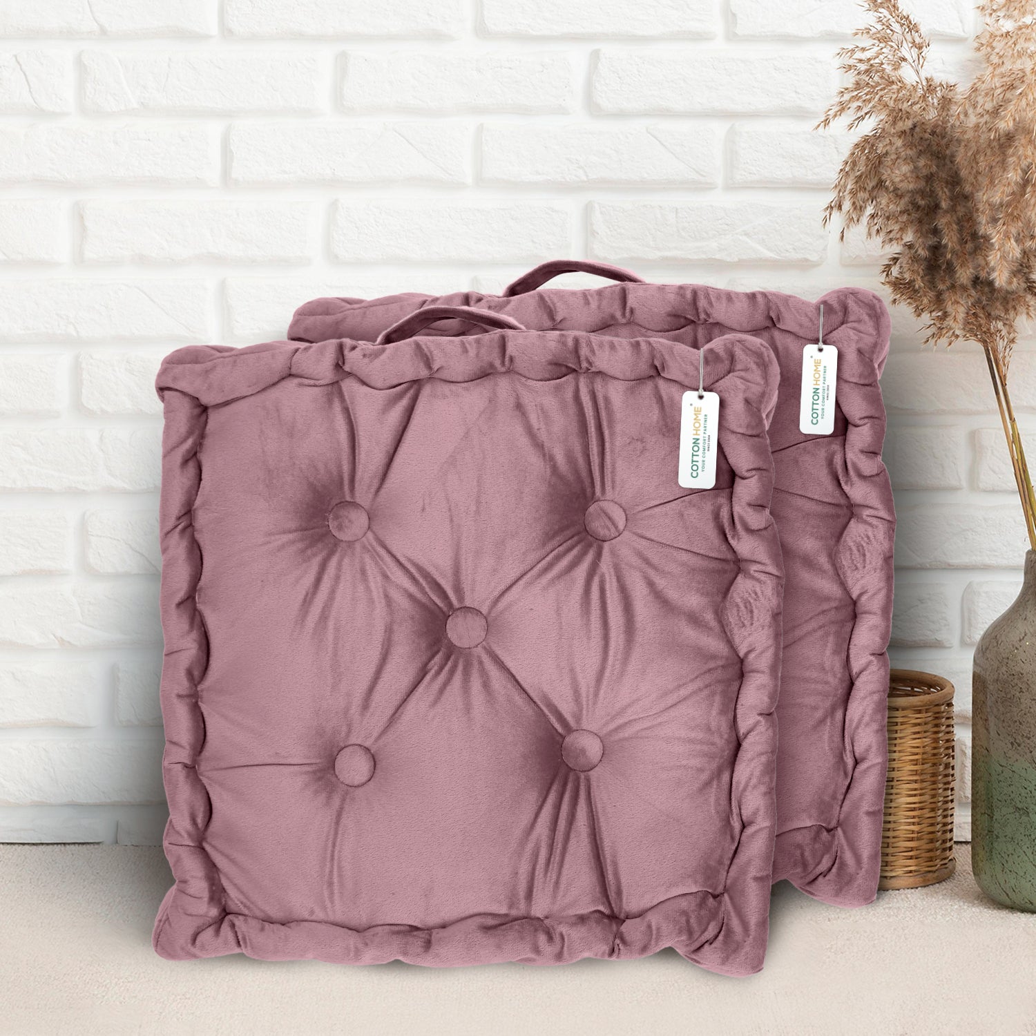 Serenity Velvet Multipurpose Seat Cushion 40x40cm  Pack of 2  Square Shape Seating - Cotton Home