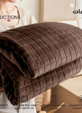 Elegant Square Design Blanket Single Size 150x220 Brown - Cotton Home