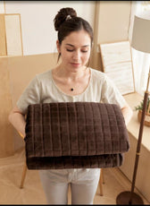 Elegant Square Design Blanket Single Size 150x220 Brown - Cotton Home