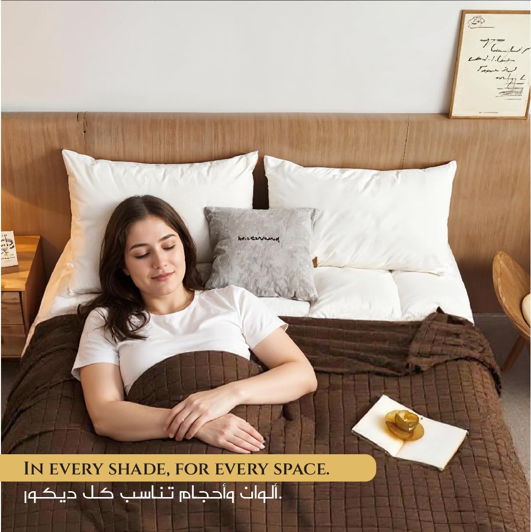 Elegant Square Design Blanket Single Size 150x220 Brown - Cotton Home