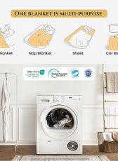 Elegant Square Design Blanket Single Size 150x220 Cream - Cotton Home