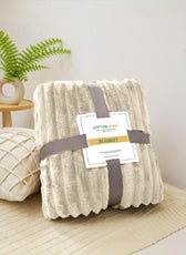 Plush Stripe Blanket Queen Size 220x240 Ivory - Cotton Home