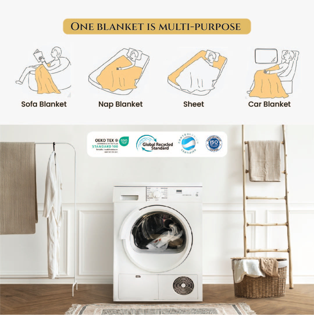 Plush Stripe Blanket Queen Size 220x240 Ivory - Cotton Home