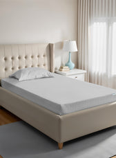 Stripe Fitted Sheet Set Single 90x200+20cm with Pillowcase Grey