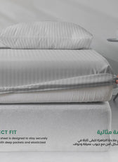 Stripe Fitted Sheet Set Super King 200x200+30cm with Pillowcases Grey