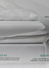 Stripe Fitted Sheet Set Single 90x200+20cm with Pillowcase Grey