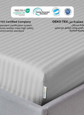 Stripe Fitted Sheet Set Super King 200x200+30cm with Pillowcases Grey