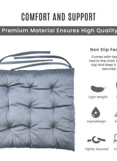 Velvet Slip Free Tufted  Chair Cushion Silver 40x40cm - Pack of 2 - Cotton Home