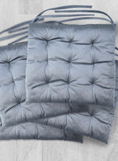 Velvet Slip Free Tufted  Chair Cushion Silver 40x40cm - Pack of 4 - Cotton Home