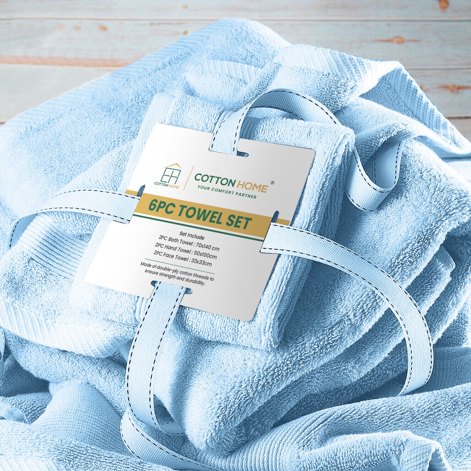 Cotton Home Ultimate Towel Collection - 6 Piece Bundle Sky Blue - Cotton Home