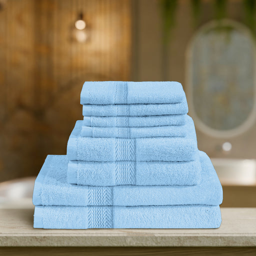 Cotton Home Ultimate Towel Collection - 8 Piece Bundle Sky Blue - Cotton Home
