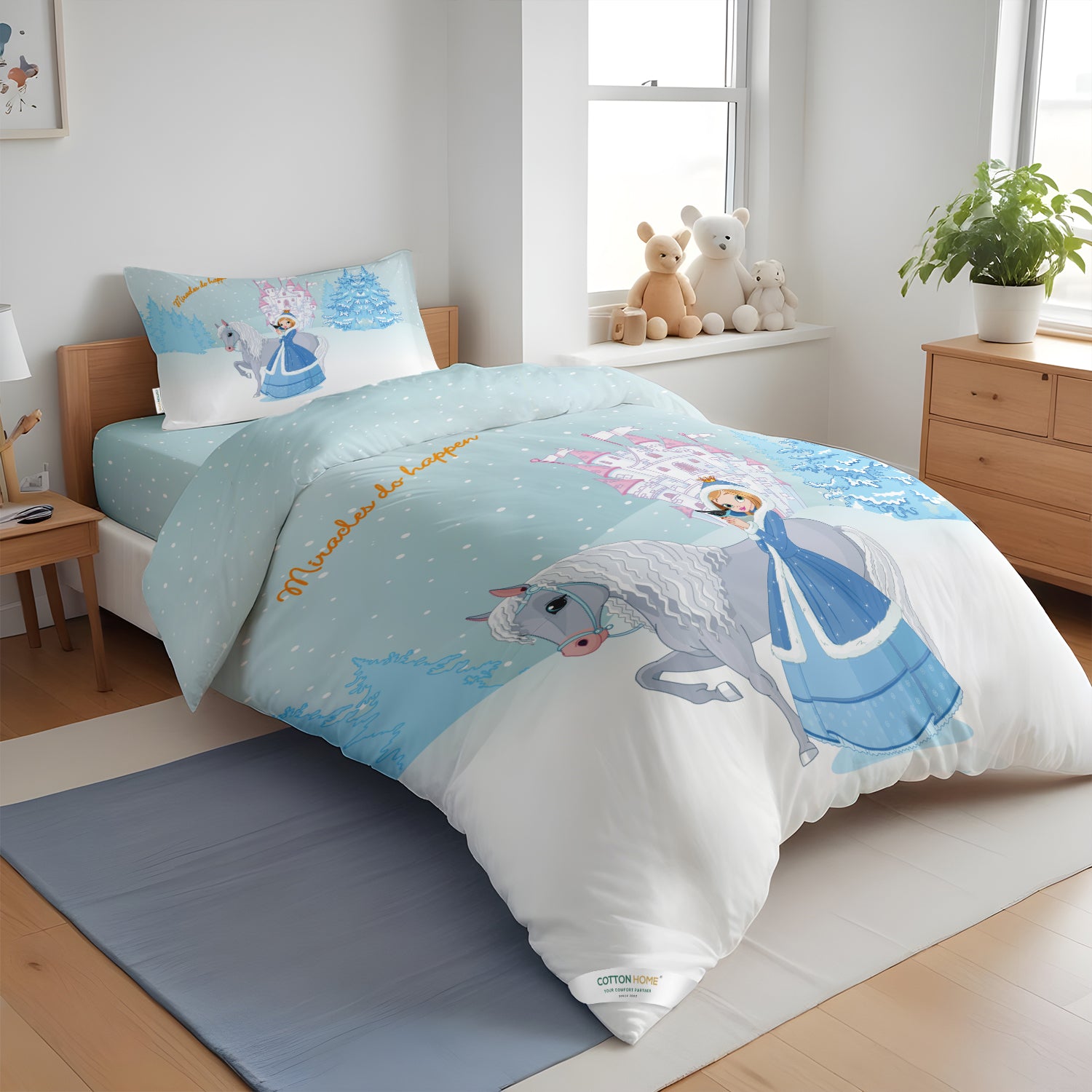 Kids Duvet Cover Set 3 Pcs - Snow Princes Print | 135x220cm | Microfiber | Cotton Home - Cotton Home