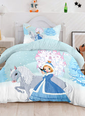 Kids Duvet Cover Set 3 Pcs - Snow Princes Print | 135x220cm | Microfiber | Cotton Home - Cotton Home