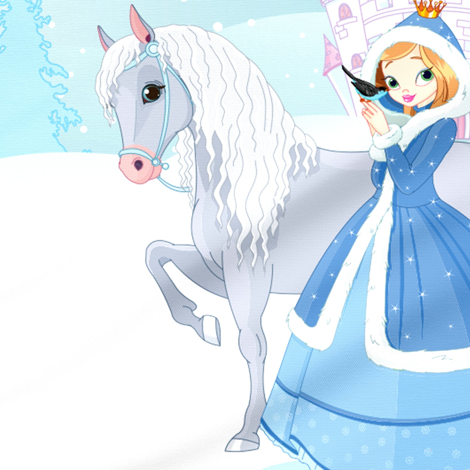 Kids Duvet Cover Set - 4 Pc - Snow Princes Print 160x220cm | Cotton Home - Cotton Home