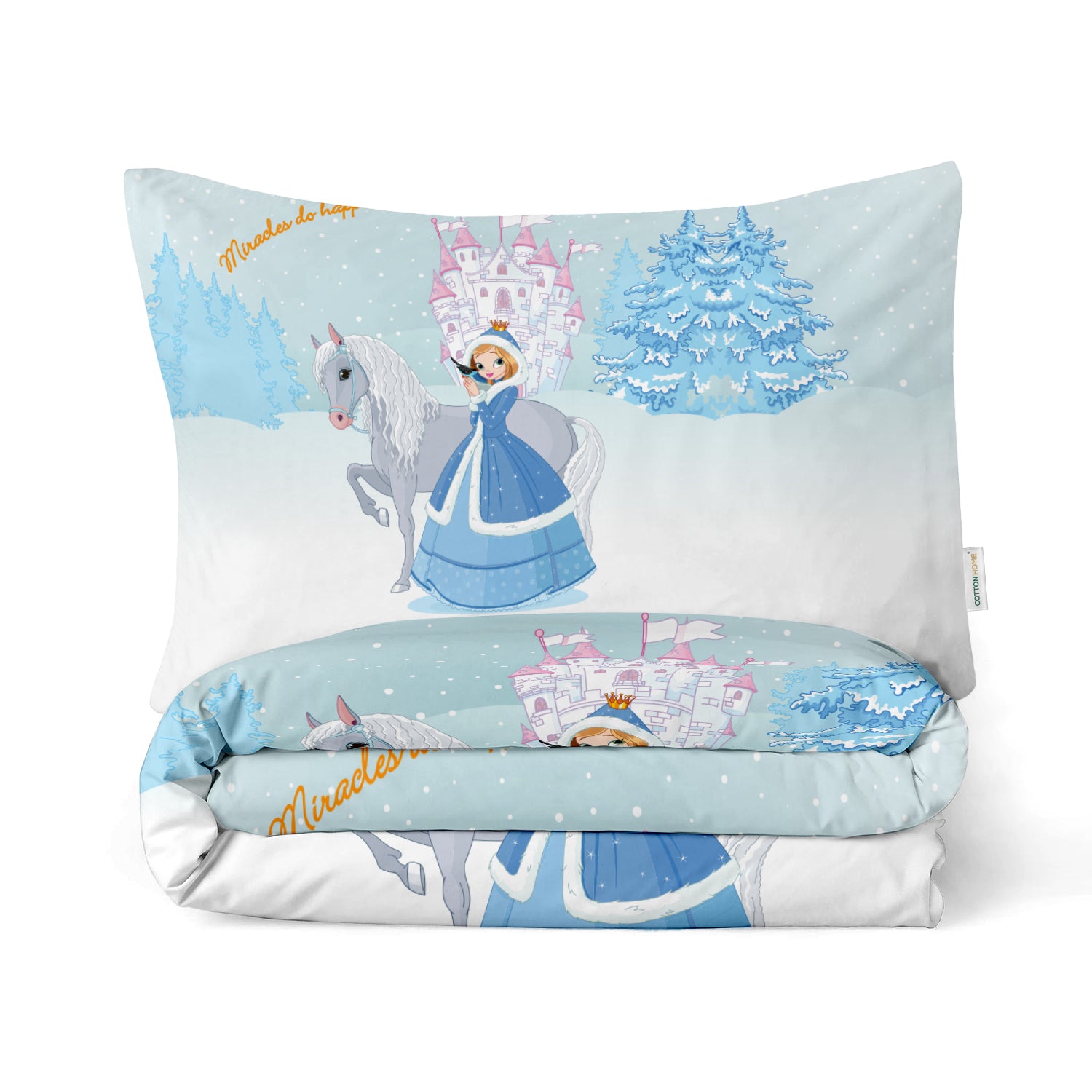 Kids Duvet Cover Set - 4 Pc - Snow Princes Print 160x220cm | Cotton Home - Cotton Home
