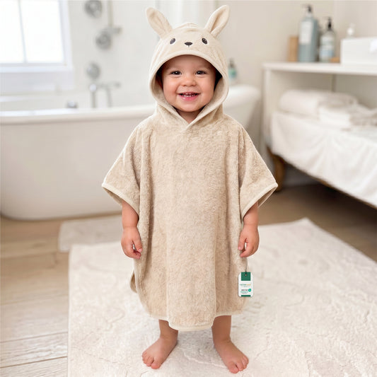 Snuggle Hooded Rabbit Kids Bathrobe 100% Cotton Toddler Bathrobe for 0-3 Years