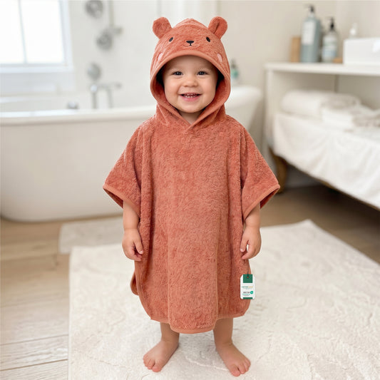 Snuggle Hooded Fox Kids Bathrobe 100% Cotton Toddler Bathrobe for 0-3 Years