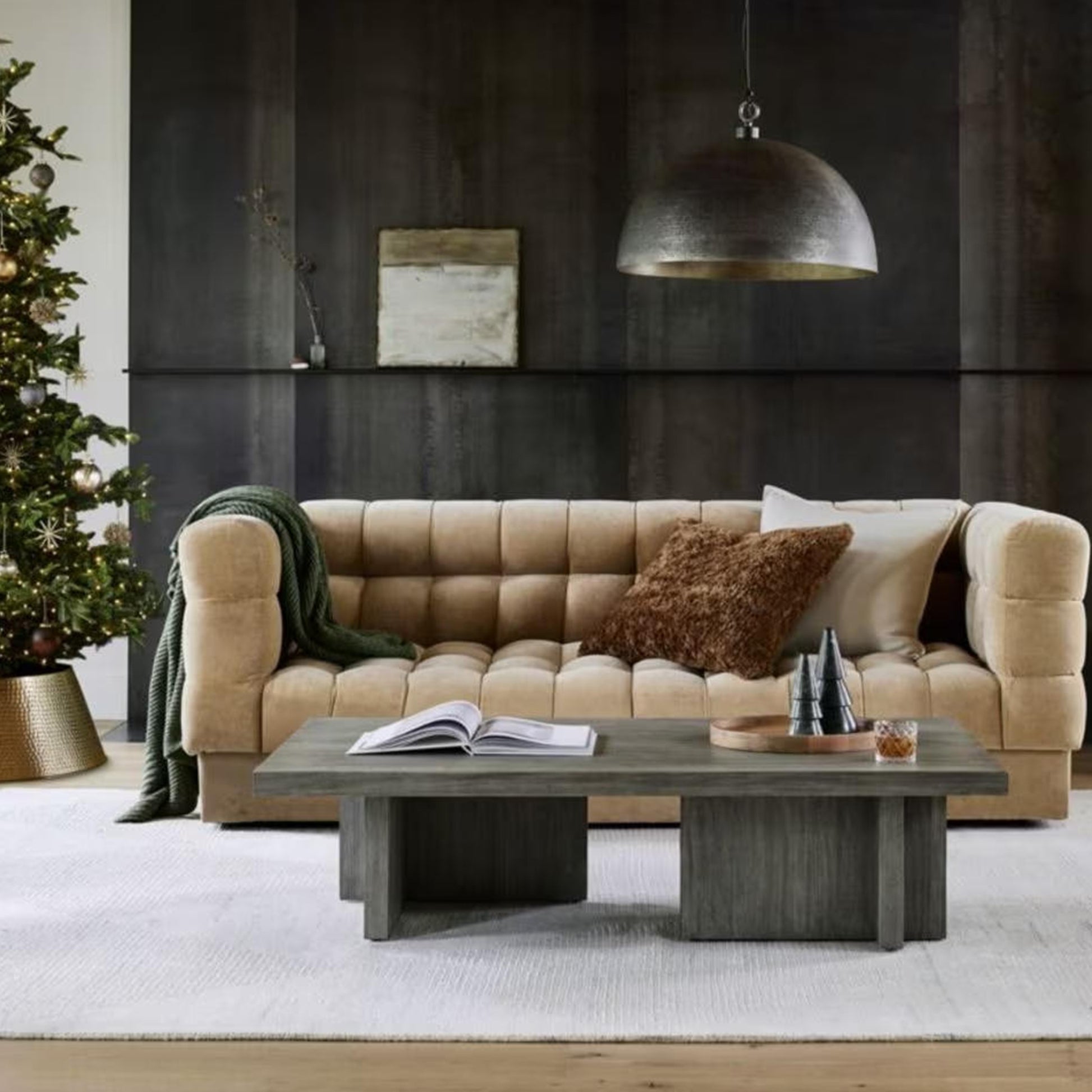 Sunny Velvet 3-Seater Tufted Sofa - 239cm Luxurious Comfort & Style - Cotton Home