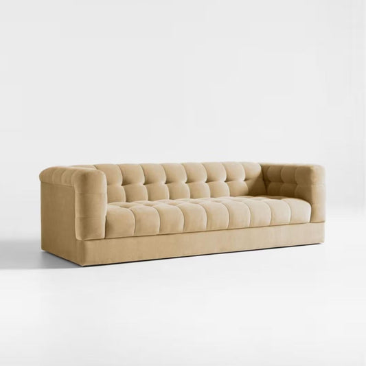 Sunny Velvet 3-Seater Tufted Sofa - 239cm Luxurious Comfort & Style - Cotton Home