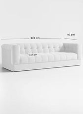 Sunny Velvet 3-Seater Tufted Sofa - 239cm Luxurious Comfort & Style - Cotton Home