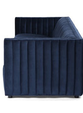 Chanel 3 Seater Navy Blue Velvet Tufted Sofa - Cotton Home