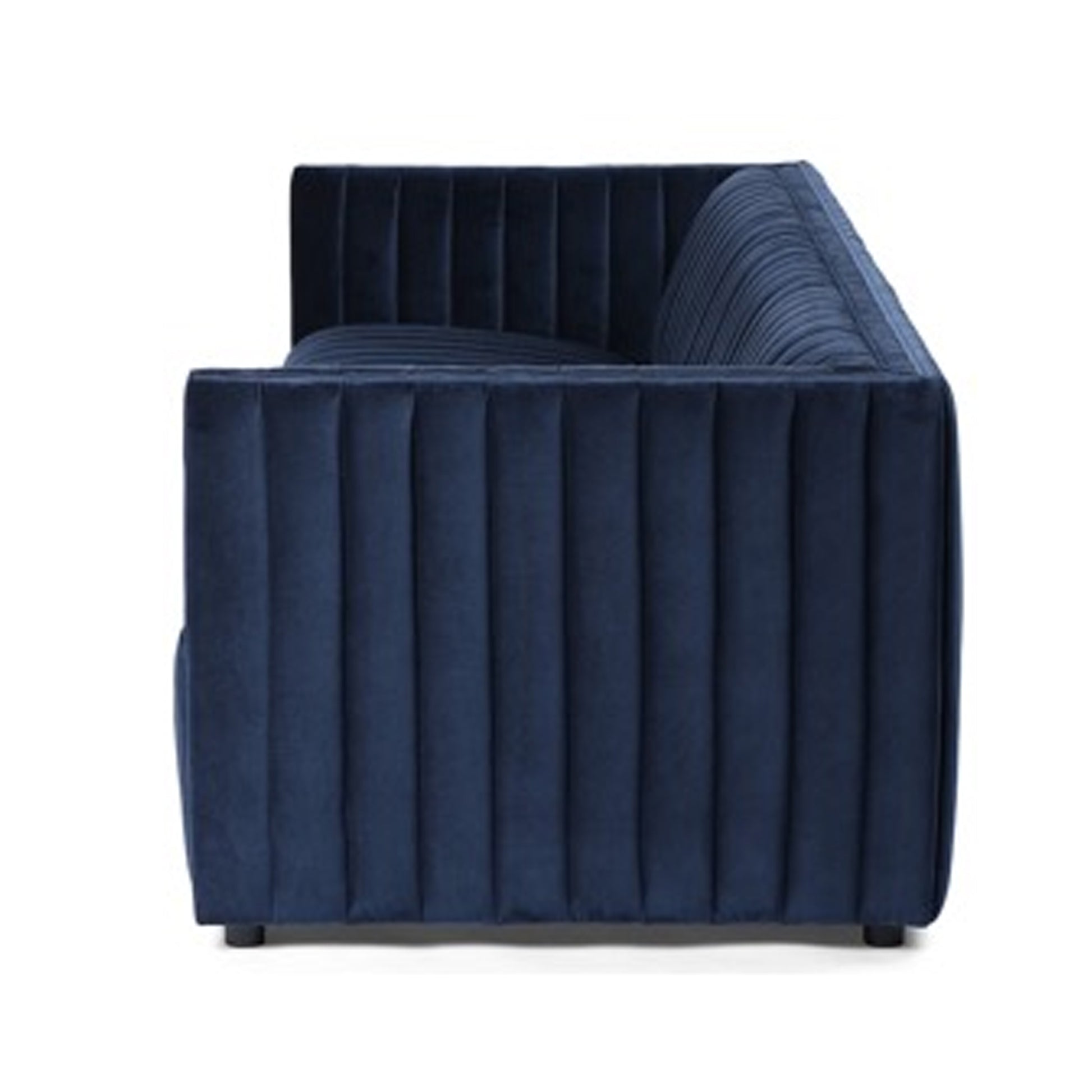 Chanel 3 Seater Navy Blue Velvet Tufted Sofa - Cotton Home