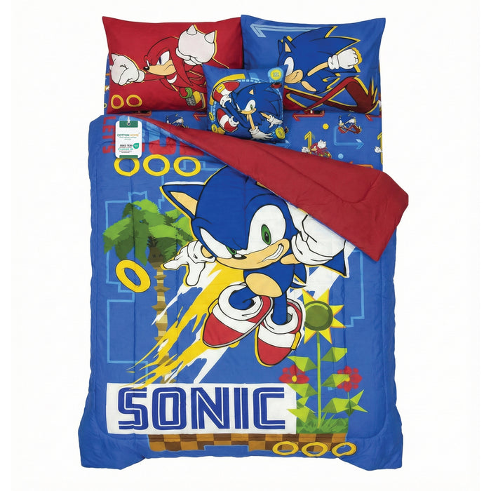 Sonic Official Kids Bedding Set – 5 Piece Comforter Set Cozy & Colorful Cartoon Character with Matching Pillowcases & Bedsheet