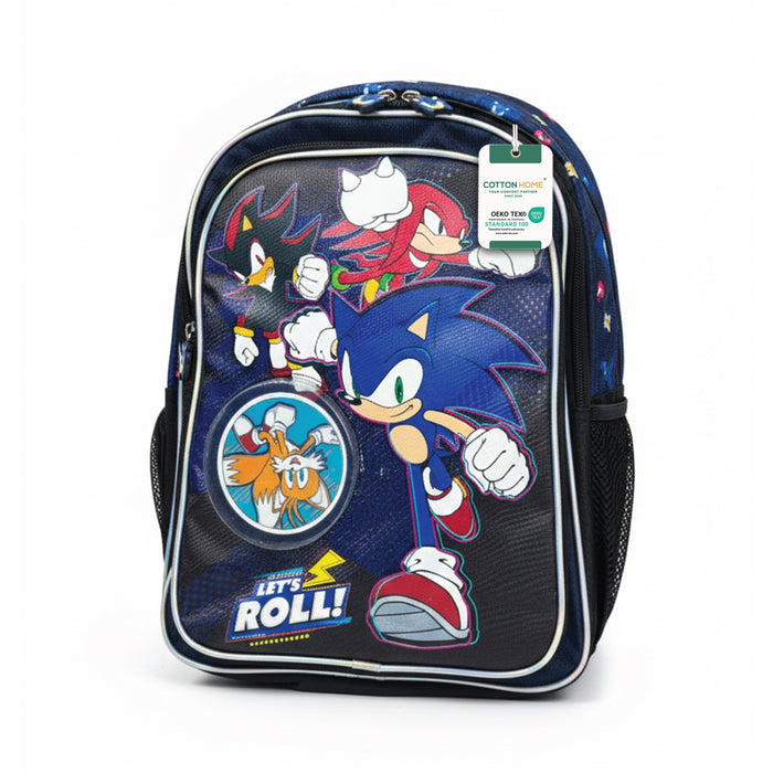 Sonic Blue Hedgehog Printed School Backpack for Kids – Lightweight Cartoon Character Bookbag with Large Storage Space for Boys & Girls