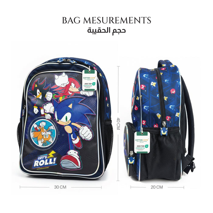 Sonic Blue Hedgehog Printed School Backpack for Kids – Lightweight Cartoon Character Bookbag with Large Storage Space for Boys & Girls
