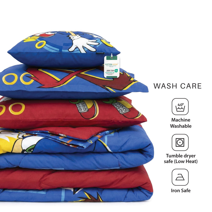 Sonic Official Kids Bedding Set – 5 Piece Comforter Set Cozy & Colorful Cartoon Character with Matching Pillowcases & Bedsheet