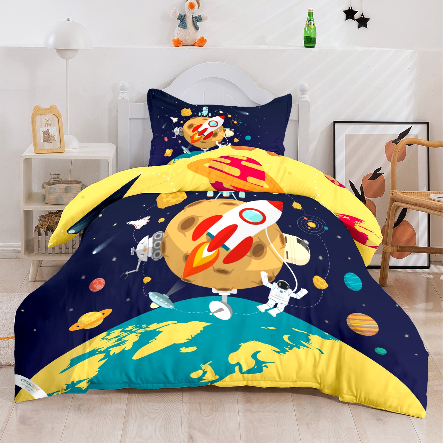 Kids Duvet Cover Set 3 Pcs - Space Print | 135x220cm | Microfiber | Cotton Home - Cotton Home