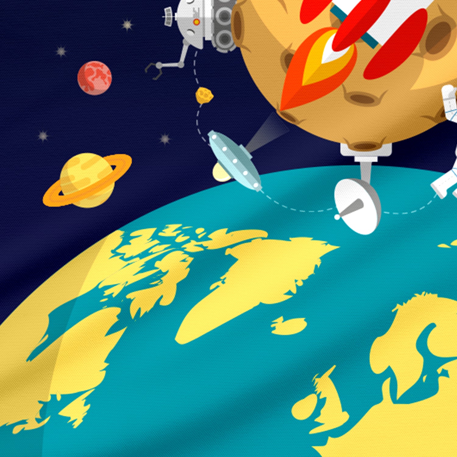 Kids Duvet Cover Set - 4 Pc - Space Print 160x220cm | Cotton Home - Cotton Home