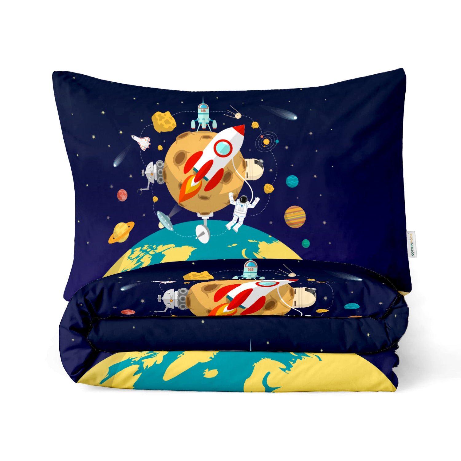 Kids Duvet Cover Set - 4 Pc - Space Print 160x220cm | Cotton Home - Cotton Home