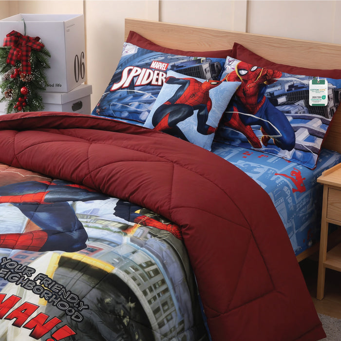 Spiderman Official Kids Bedding Set – 5 Piece Comforter Set Cozy & Colorful Cartoon Character with Matching Pillowcases & Bedsheet