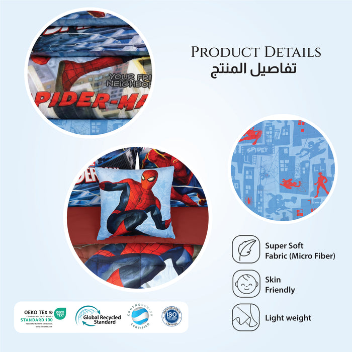 Spiderman Official Kids Bedding Set – 5 Piece Comforter Set Cozy & Colorful Cartoon Character with Matching Pillowcases & Bedsheet