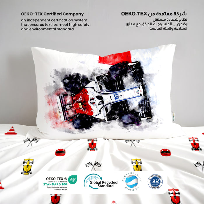 Kids Duvet Cover Set 3 Pcs - Sports Car Print | 135x220cm | Microfiber | Cotton Home - Cotton Home