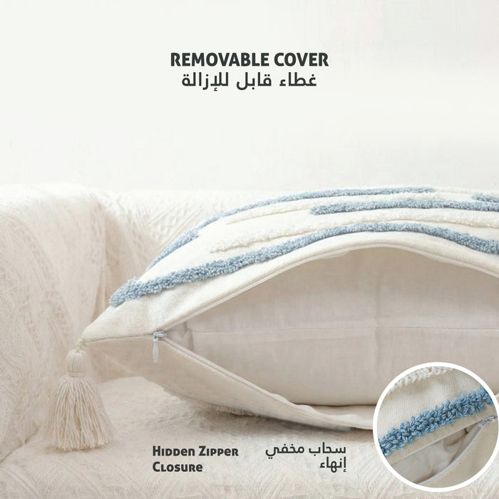 Boho Handcrafted Throw Pillow 45x45cm Filled Cushion with Stripe Design