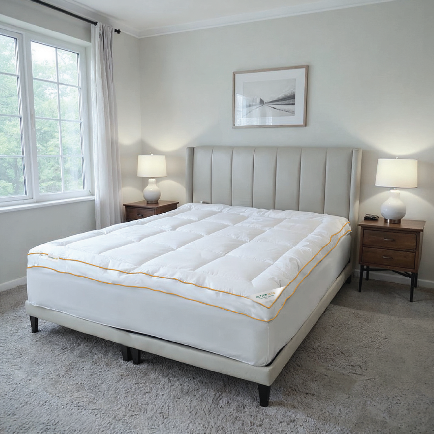 Royal Angler Mattress Topper 160X200 Premium Cotton 300TC with Fitted Sheet Style