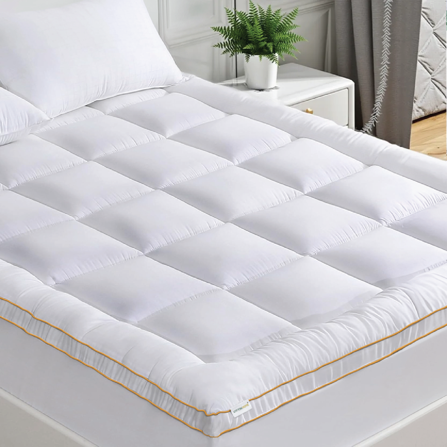 Royal Angler Mattress Topper 160X200 Premium Cotton 300TC with Fitted Sheet Style